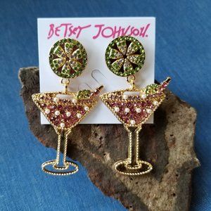 Betsey Johnson Martini / Cosmopolitan Drink Earrings - NWT